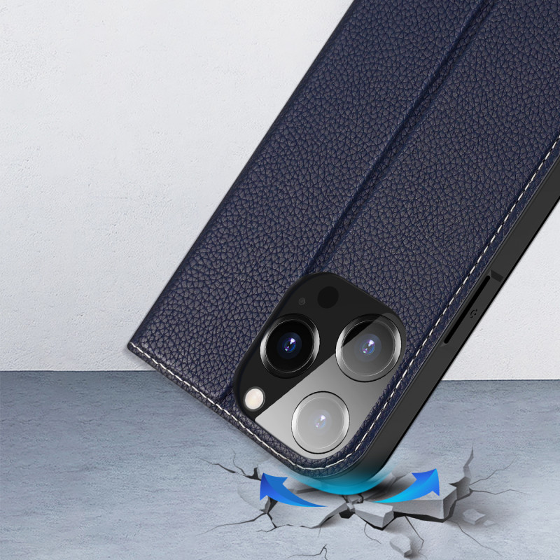 Dux Ducis Skin X2 dėklas iPhone 14 Pro dangtelis su magnetiniu atvartu mėlynos spalvos