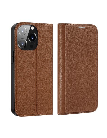Dux Ducis Skin X2 dėklas iPhone 14 Pro dangtelis su magnetiniu atvartu rudos spalvos Dux Ducis Skin X2 dėklas iPhone 14 Pro dangtelis su magnetiniu atvartu rudos spalvos