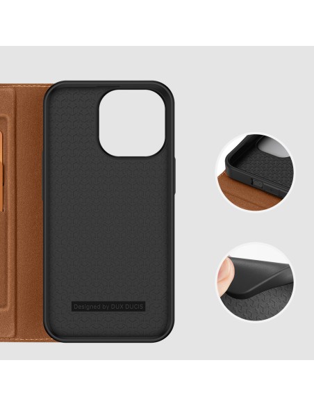 Dux Ducis Skin X2 dėklas iPhone 14 Pro dangtelis su magnetiniu atvartu rudos spalvos Dux Ducis Skin X2 dėklas iPhone 14 Pro dangtelis su magnetiniu atvartu rudos spalvos