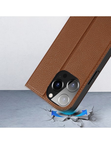 Dux Ducis Skin X2 dėklas iPhone 14 Pro dangtelis su magnetiniu atvartu rudos spalvos Dux Ducis Skin X2 dėklas iPhone 14 Pro dangtelis su magnetiniu atvartu rudos spalvos