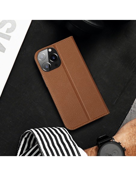 Dux Ducis Skin X2 dėklas, skirtas iPhone 14 Pro Max, dangtelis su magnetiniu atvartu, rudas Dux Ducis Skin X2 dėklas, skirtas iPhone 14 Pro Max, dangtelis su magnetiniu atvartu, rudas