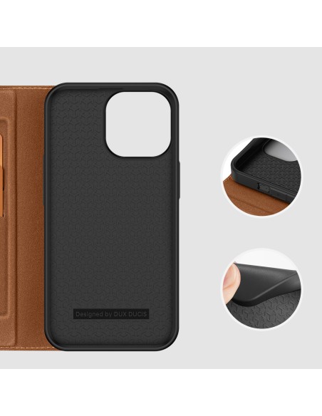 Dux Ducis Skin X2 dėklas, skirtas iPhone 14 Pro Max, dangtelis su magnetiniu atvartu, rudas Dux Ducis Skin X2 dėklas, skirtas iPhone 14 Pro Max, dangtelis su magnetiniu atvartu, rudas