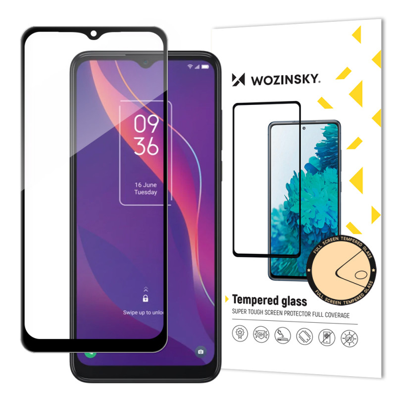 Wozinsky itin patvarus Full Glue grūdintas stiklas visam ekranui su rėmeliu Case Friendly TCL 306 juodas