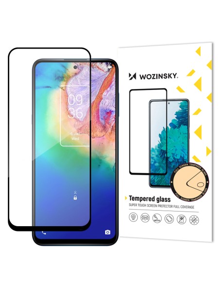 Wozinsky Super patvarūs klijai viso ekrano grūdintas stiklas su rėmeliu, tinkamas dėklui TCL 20 5G juodas