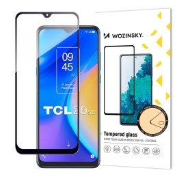 Wozinsky Full Glue grūdintas stiklas TCL 20 SE 9H viso ekrano grūdintas stiklas su juodu rėmeliu