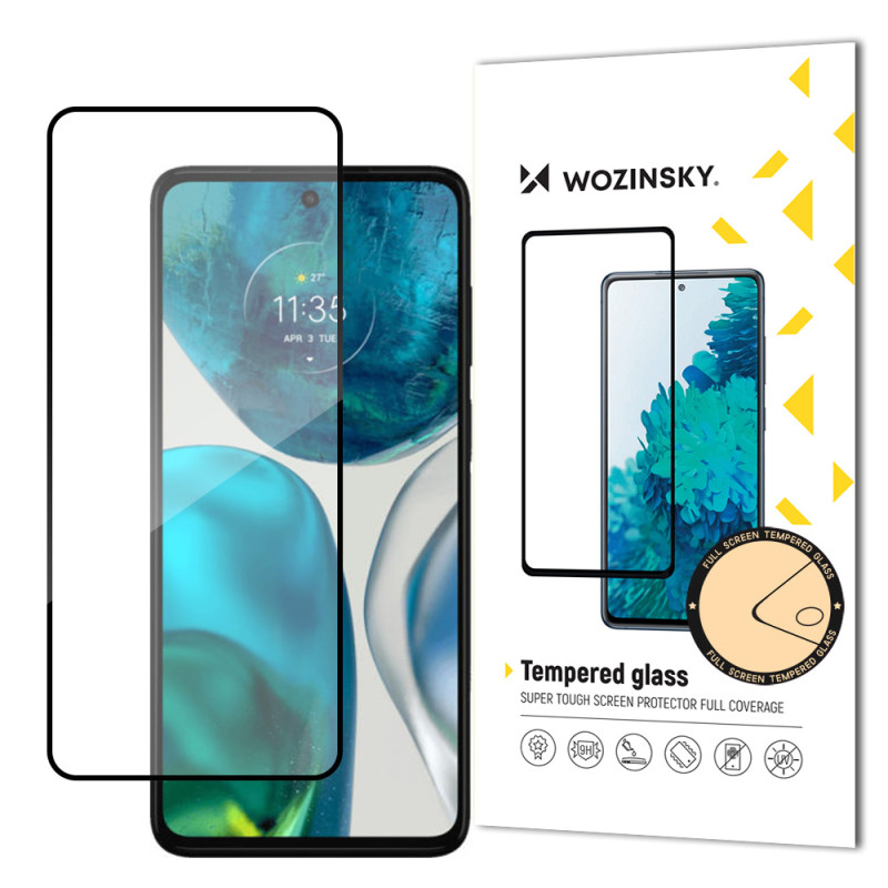 Wozinsky Super patvarūs klijai viso ekrano grūdintas stiklas su rėmeliu patogiu dėklu Motorola Moto G52 Black Wozinsky Super patvarūs klijai viso ekrano grūdintas stiklas su rėmeliu patogiu dėklu Motorola Moto G52 Black