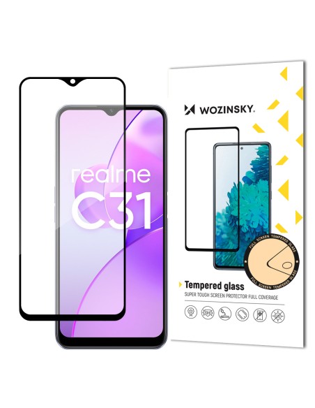 Wozinsky Super patvarūs klijai viso ekrano grūdintas stiklas su rėmeliu, patogiu dėklu Realme C31 Black Wozinsky Super patvarūs klijai viso ekrano grūdintas stiklas su rėmeliu, patogiu dėklu Realme C31 Black