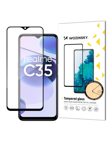 Wozinsky Super patvarus, pilnai klijuojamas grūdintas stiklas viso ekrano dangtelis su rėmeliu patogiu dėklu Realme C35 ... Wozinsky Super patvarus, pilnai klijuojamas grūdintas stiklas viso ekrano dangtelis su rėmeliu patogiu dėklu Realme C35 ...