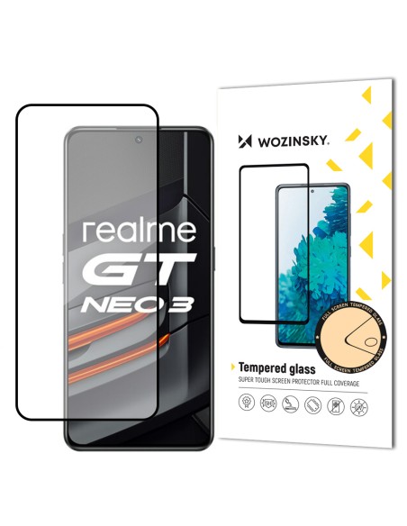 Wozinsky Super patvarūs klijai viso ekrano grūdintas stiklas su rėmeliu, tinkamas dėklui Realme GT Neo 3 juodas Wozinsky Super patvarūs klijai viso ekrano grūdintas stiklas su rėmeliu, tinkamas dėklui Realme GT Neo 3 juodas