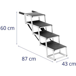 Sulankstomi aliumininiai laiptai šuniui automobiliui, aukštis 60 cm iki 68 kg - 4 laipteliai