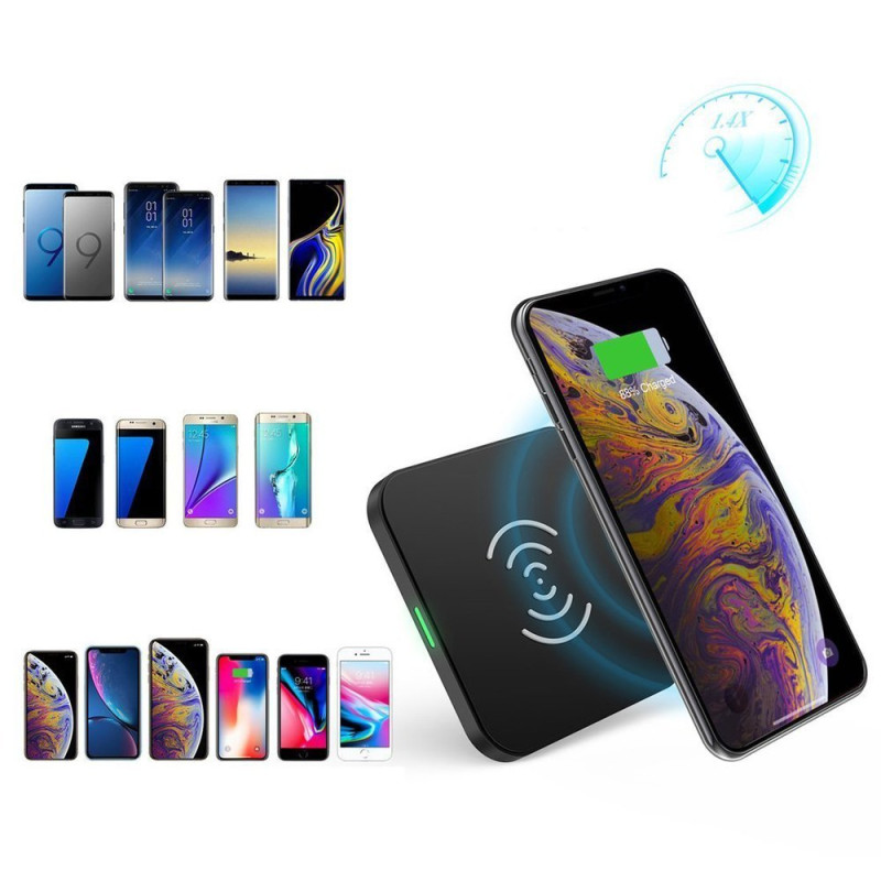 Qi 10W belaidis įkroviklis telefonui ir ausinėms juodos spalvos