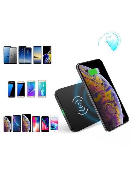 Qi 10W belaidis įkroviklis telefonui ir ausinėms juodos spalvos Qi 10W belaidis įkroviklis telefonui ir ausinėms juodos spalvos