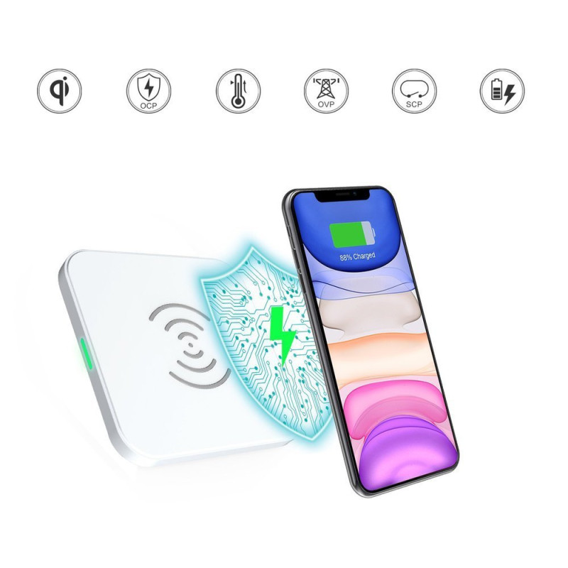 Qi 10W belaidis įkroviklis telefonui ir ausinėms juodos spalvos