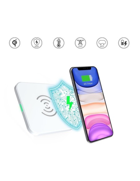 Qi 10W belaidis įkroviklis telefonui ir ausinėms juodos spalvos Qi 10W belaidis įkroviklis telefonui ir ausinėms juodos spalvos