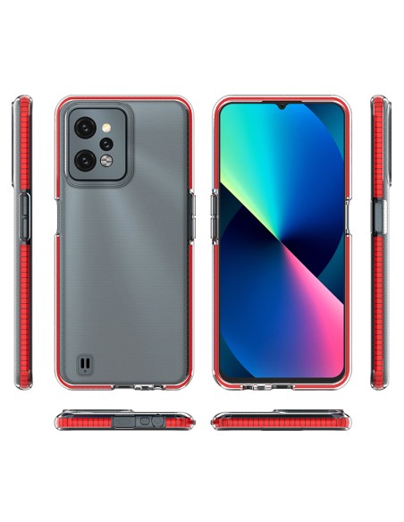 Spring Case Realme C31 silikoninis dangtelis su rėmeliu šviesiai rožinės spalvos