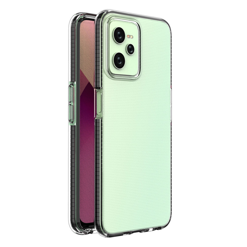Spring Case Realme C35 silikoninis dangtelis su rėmeliu, juodas