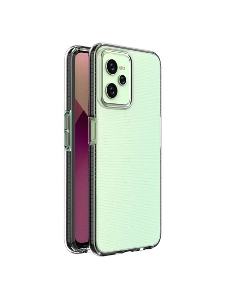Spring Case Realme C35 silikoninis dangtelis su rėmeliu, juodas