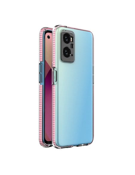 Spyruoklinis dėklas, skirtas Realme 9i, Oppo A36 / A76 / A96 silikoninis dangtelis su šviesiai rožiniu rėmeliu Spyruoklinis dėklas, skirtas Realme 9i, Oppo A36 / A76 / A96 silikoninis dangtelis su šviesiai rožiniu rėmeliu
