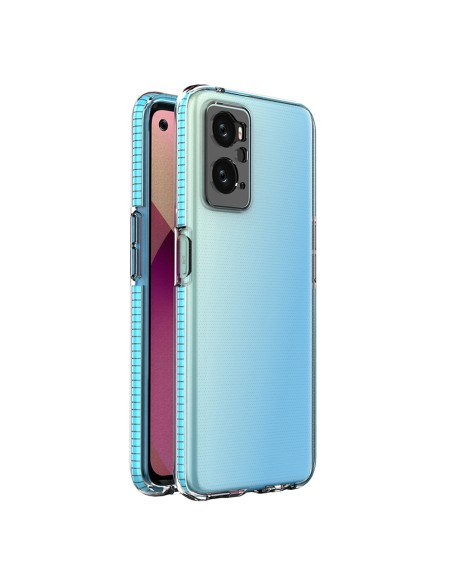 Spring Case Realme 9i, Oppo A36 / A76 / A96 silikoninis dangtelis su rėmeliu šviesiai mėlynas