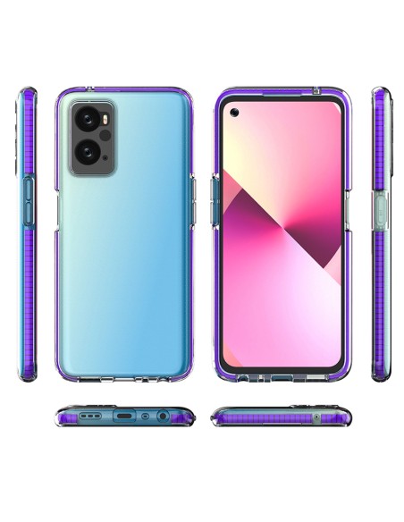 Spring Case Realme 9i, Oppo A36 / A76 / A96 silikoninis dangtelis su rėmeliu šviesiai mėlynas
