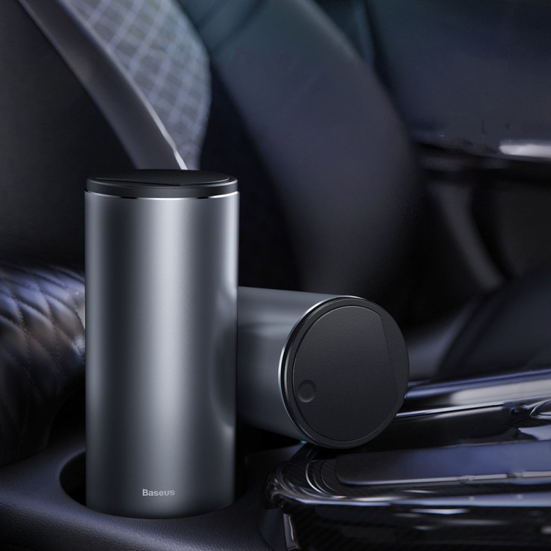Mini šiukšliadėžė su dangteliu automobiliui, juoda