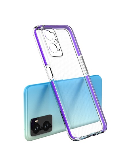 Spring Case Realme 9i, Oppo A36 / A76 / A96 silikoninis dangtelis su rėmeliu šviesiai mėlynas