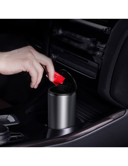 Mini šiukšliadėžė su dangteliu automobiliui, juoda Mini šiukšliadėžė su dangteliu automobiliui, juoda