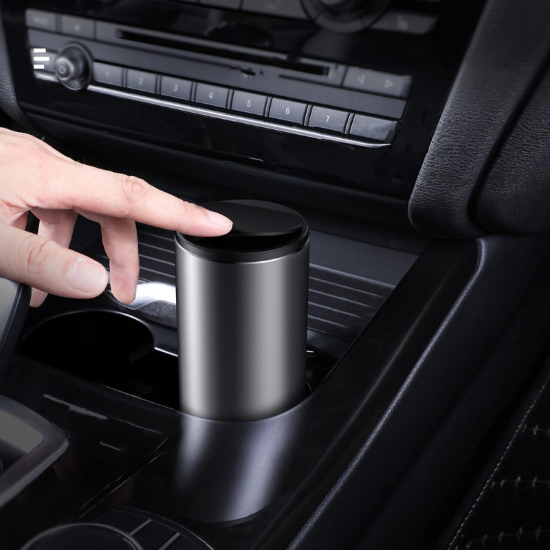 Mini šiukšliadėžė su dangteliu automobiliui, juoda