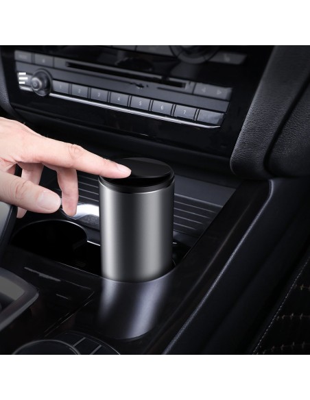 Mini šiukšliadėžė su dangteliu automobiliui, juoda Mini šiukšliadėžė su dangteliu automobiliui, juoda