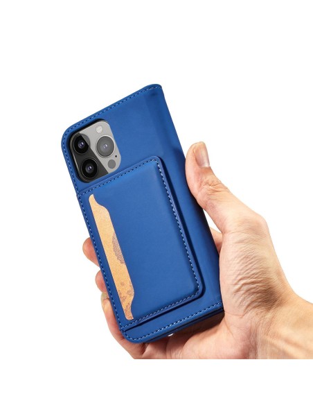 Magnetinės kortelės dėklas, skirtas Samsung Galaxy A23 5G dangtelis su atvartu, mėlynas piniginės stovas