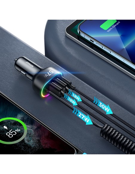 Joyroom greitas automobilinis įkroviklis 4 in 1 PD, QC3.0, AFC, FCP su Lightning laidu 1,6 m 57 W juodas (JR-CL20) Joyroom greitas automobilinis įkroviklis 4 in 1 PD, QC3.0, AFC, FCP su Lightning laidu 1,6 m 57 W juodas (JR-CL20)