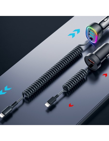 Joyroom greitas automobilinis įkroviklis 4 in 1 PD, QC3.0, AFC, FCP su Lightning laidu 1,6 m 57 W juodas (JR-CL20) Joyroom greitas automobilinis įkroviklis 4 in 1 PD, QC3.0, AFC, FCP su Lightning laidu 1,6 m 57 W juodas (JR-CL20)