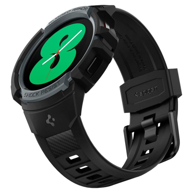 Spigen Rugged Armor Pro dėklas su dirželiu, skirtas Samsung Galaxy Watch 4/ 5 (44 mm) – pilkas
