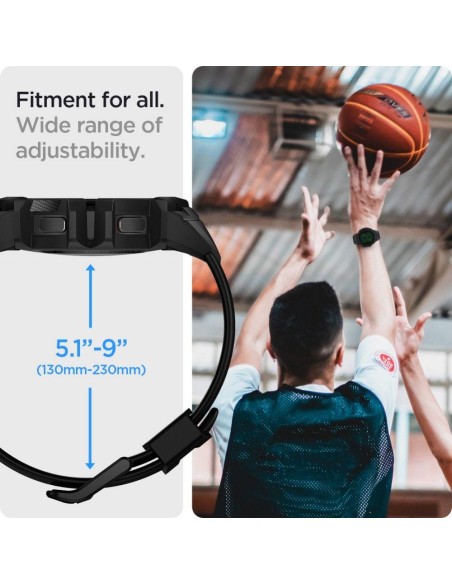 Spigen Rugged Armor Pro dėklas su dirželiu, skirtas Samsung Galaxy Watch 4/ 5 (44 mm) – pilkas Spigen Rugged Armor Pro dėklas su dirželiu, skirtas Samsung Galaxy Watch 4/ 5 (44 mm) – pilkas