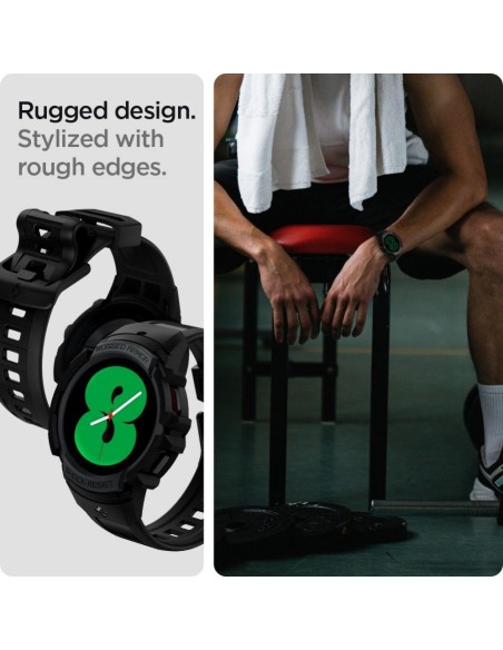 Spigen Rugged Armor Pro dėklas su dirželiu, skirtas Samsung Galaxy Watch 4/ 5 (44 mm) – pilkas Spigen Rugged Armor Pro dėklas su dirželiu, skirtas Samsung Galaxy Watch 4/ 5 (44 mm) – pilkas
