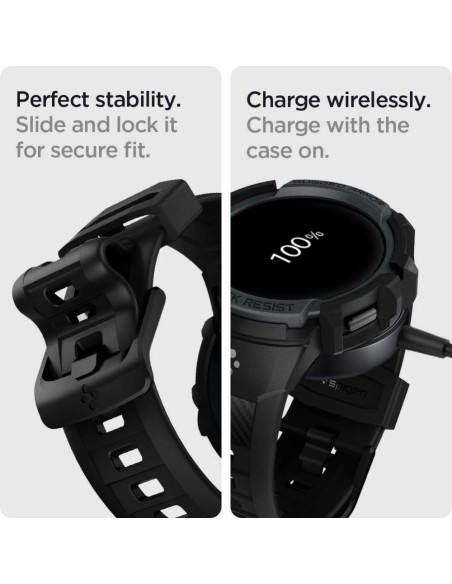 Spigen Rugged Armor Pro dėklas su dirželiu, skirtas Samsung Galaxy Watch 4/ 5 (44 mm) – pilkas Spigen Rugged Armor Pro dėklas su dirželiu, skirtas Samsung Galaxy Watch 4/ 5 (44 mm) – pilkas