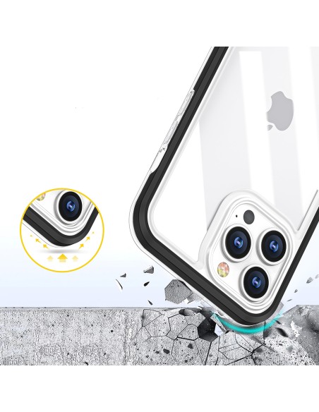 Skaidrus 3in1 dėklas Samsung Galaxy A03 silikoninis dangtelis su rėmeliu, juodas Skaidrus 3in1 dėklas Samsung Galaxy A03 silikoninis dangtelis su rėmeliu, juodas