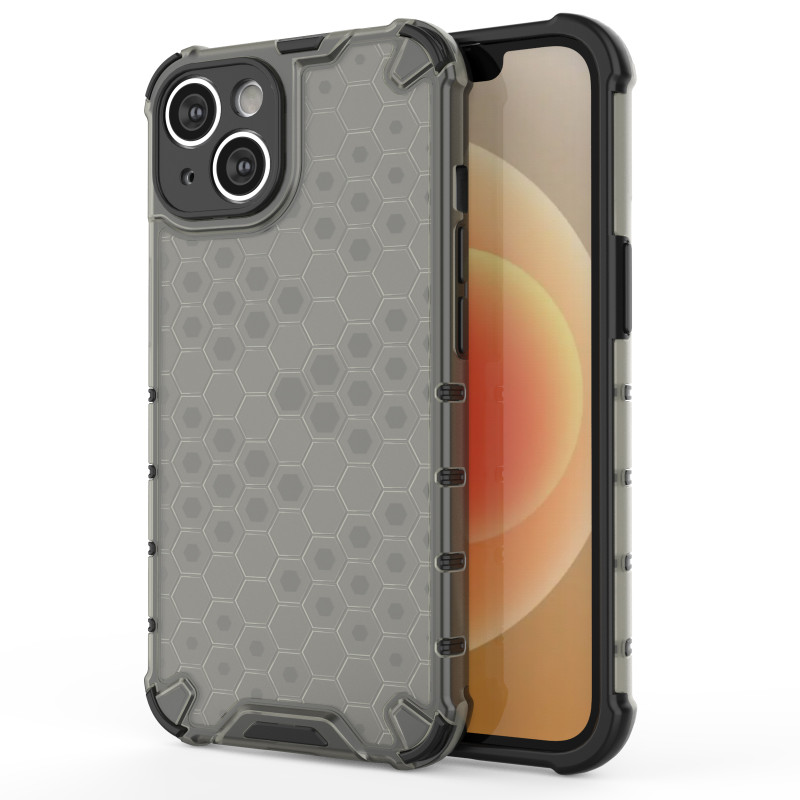 Korinis iPhone 14 dėklas, šarvuotas hibridinis dangtelis, juodas