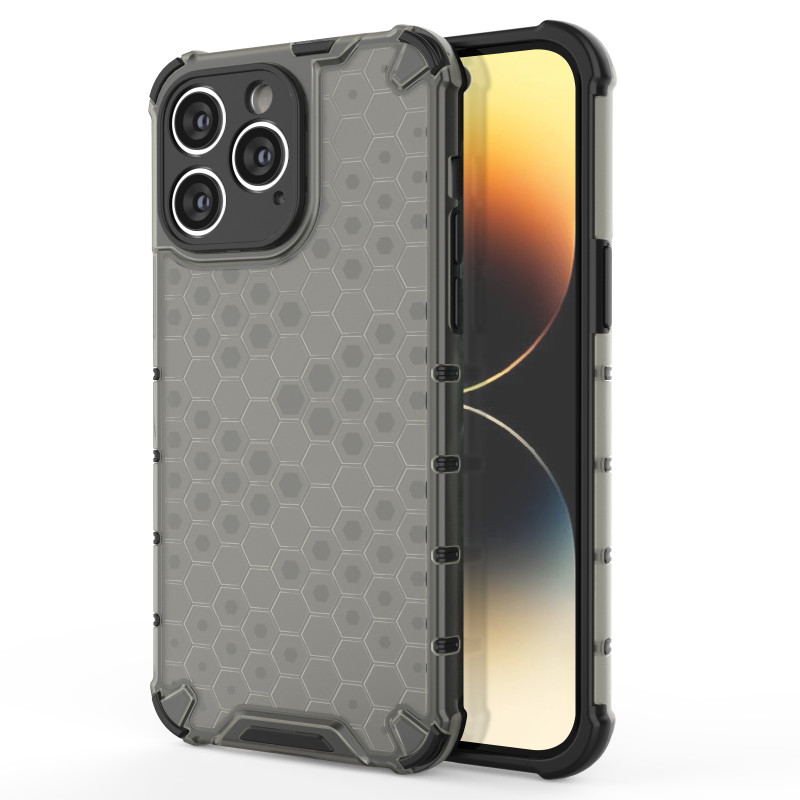 Korinis iPhone 14 Pro dėklas, šarvuotas hibridinis dangtelis, juodas Korinis iPhone 14 Pro dėklas, šarvuotas hibridinis dangtelis, juodas