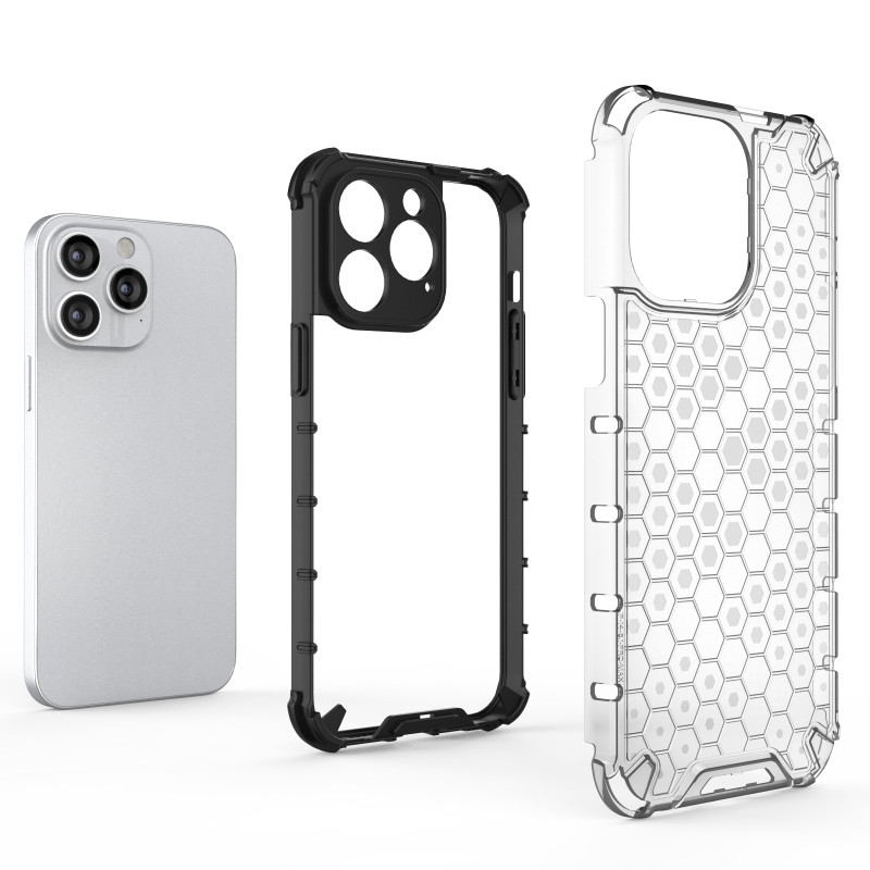 Korinis iPhone 14 Pro dėklas, šarvuotas hibridinis dangtelis, juodas