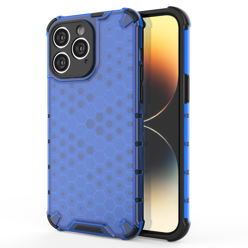 Korinis iPhone 14 Pro dėklas, šarvuotas hibridinis dangtelis, mėlynas