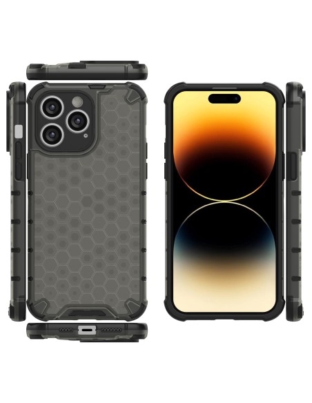 Korinis iPhone 14 Pro Max dėklas, šarvuotas hibridinis dangtelis, juodas