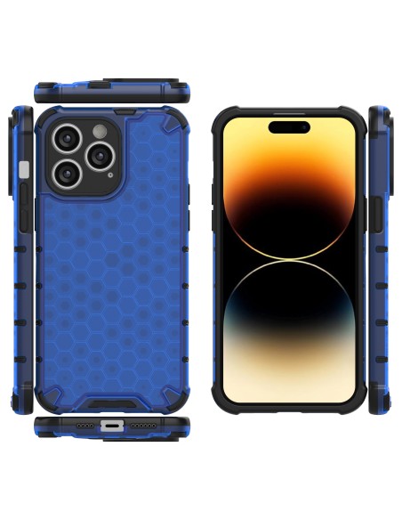 Korinis iPhone 14 Pro Max dėklas, šarvuotas hibridinis dangtelis, mėlynas