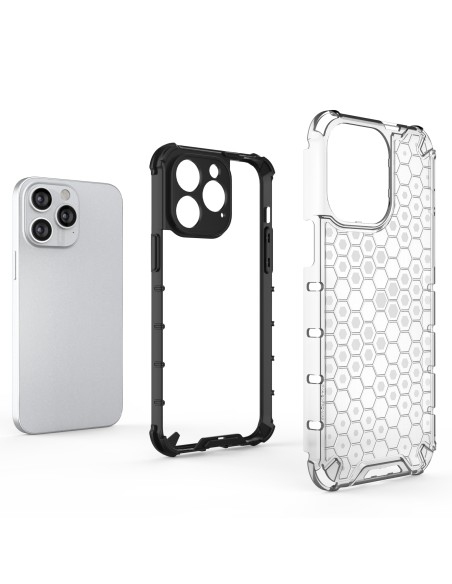 Korinis iPhone 14 Pro Max dėklas, šarvuotas hibridinis dangtelis, skaidrus