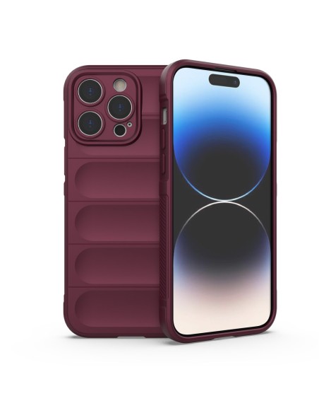 Magic Shield Case dėklas skirtas iPhone 14 Pro Max, lankstus šarvuotas dangtelis, bordo spalvos