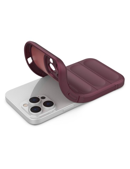 Magic Shield Case dėklas skirtas iPhone 14 Pro Max, lankstus šarvuotas dangtelis, bordo spalvos