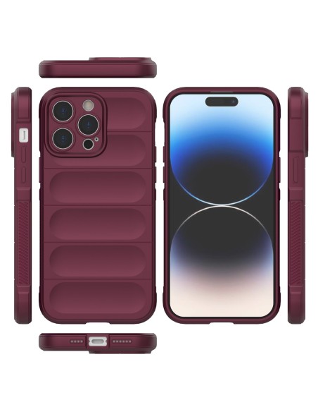 Magic Shield Case dėklas skirtas iPhone 14 Pro Max, lankstus šarvuotas dangtelis, bordo spalvos