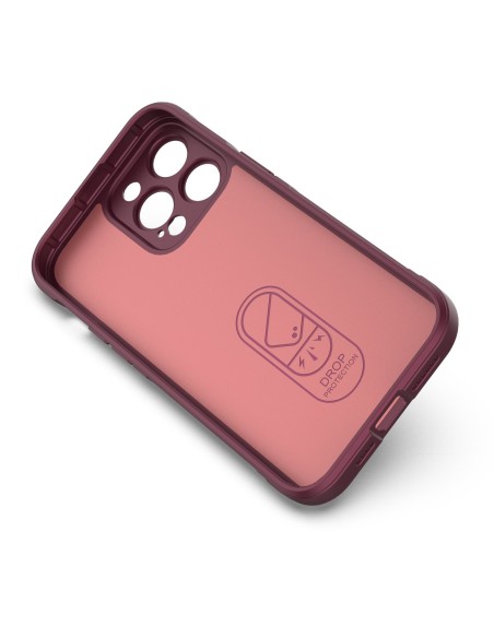 Magic Shield Case dėklas skirtas iPhone 14 Pro Max, lankstus šarvuotas dangtelis, bordo spalvos