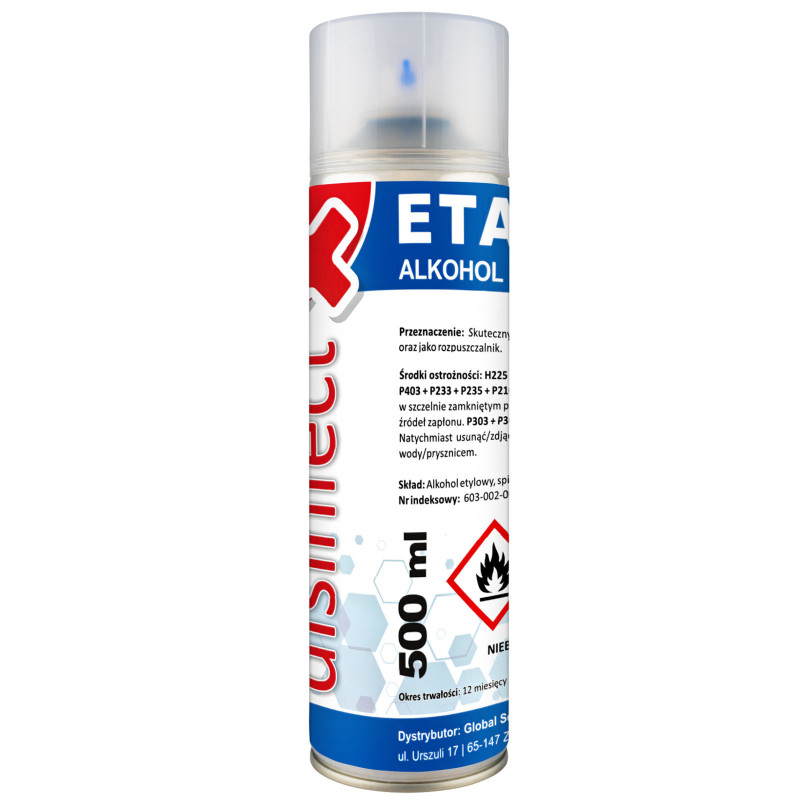 ETANOLIS - Etilo alkoholiu denatūruotas DESINFECT 99% purškiklis 500ml ETANOLIS - Etilo alkoholiu denatūruotas DESINFECT 99% purškiklis 500ml