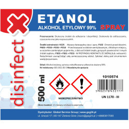 ETANOLIS - Etilo alkoholiu denatūruotas DESINFECT 99% purškiklis 500ml